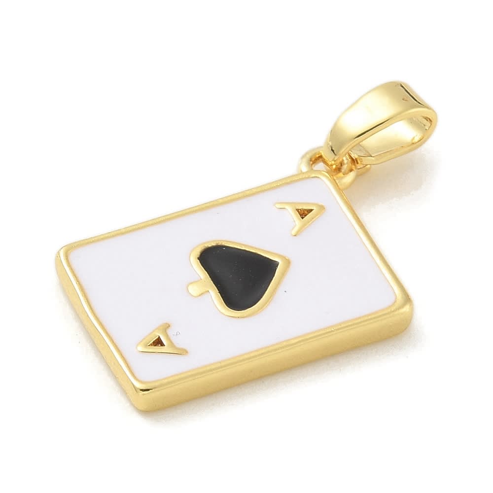 Dije colgante naipes 17 mm cartas barajas baño de oro / unidad7