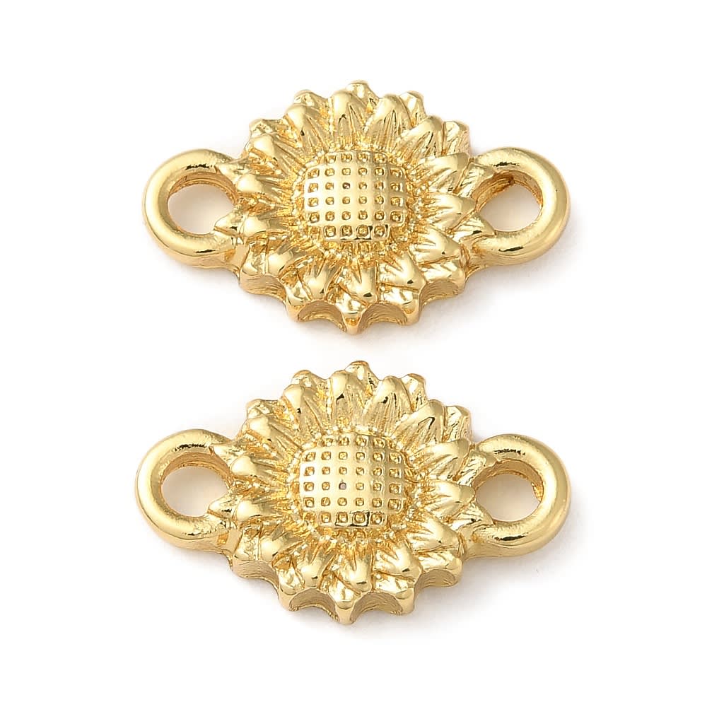 Dije conector flor margarita 18 mm baño oro / unidad2