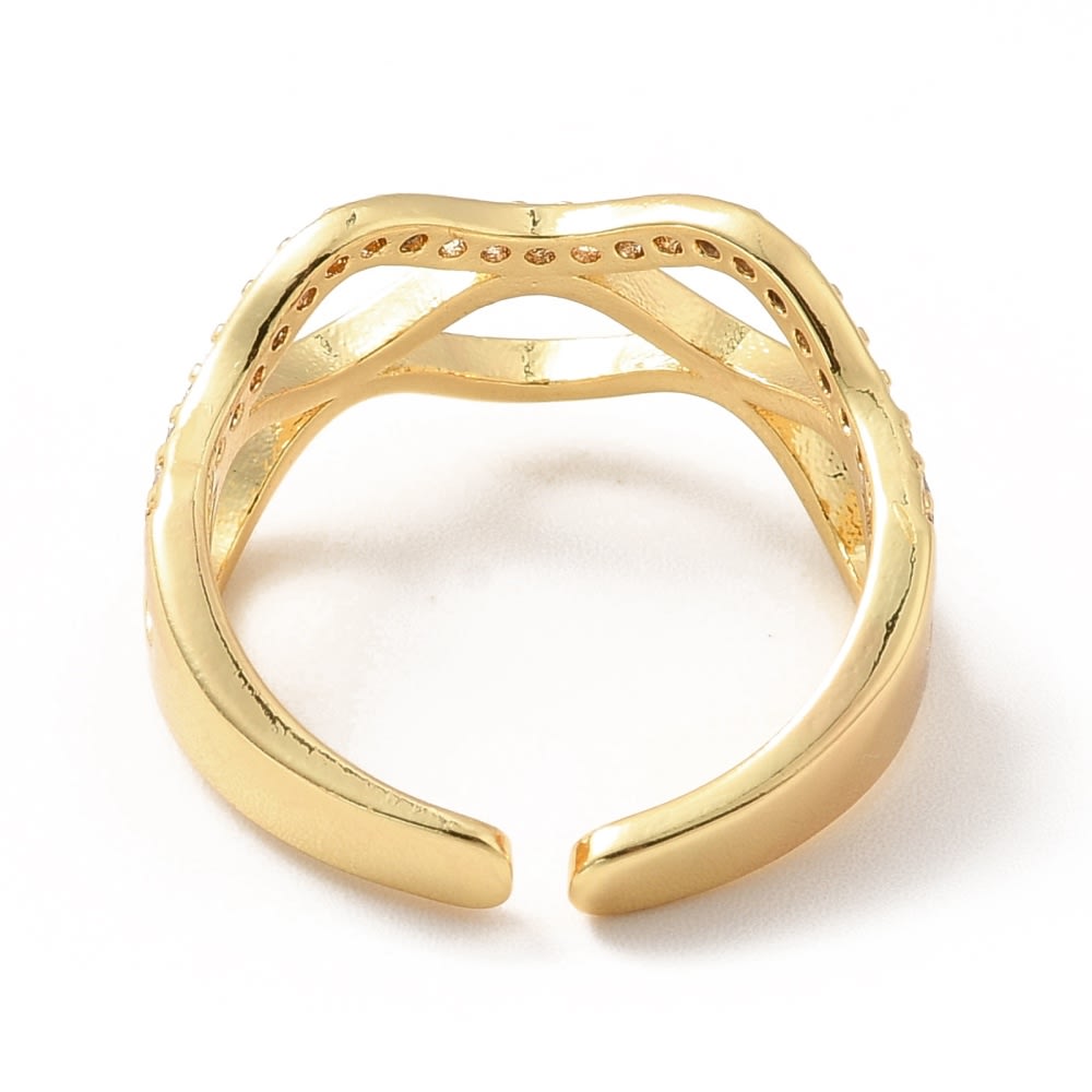 Anillo ajustable ondas zircones baño oro / unidad3