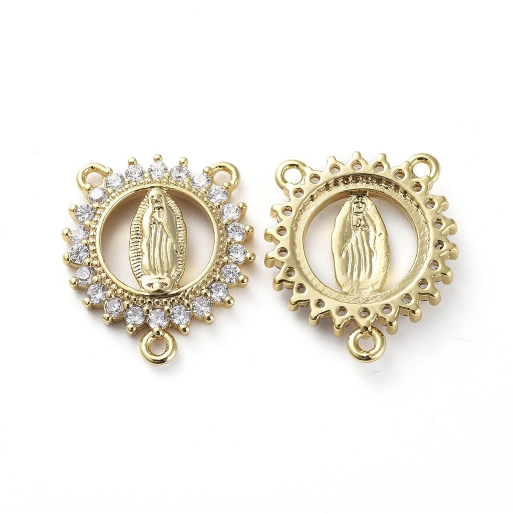 Dije conector vitela centro de rosario virgen baño de oro / unidad1