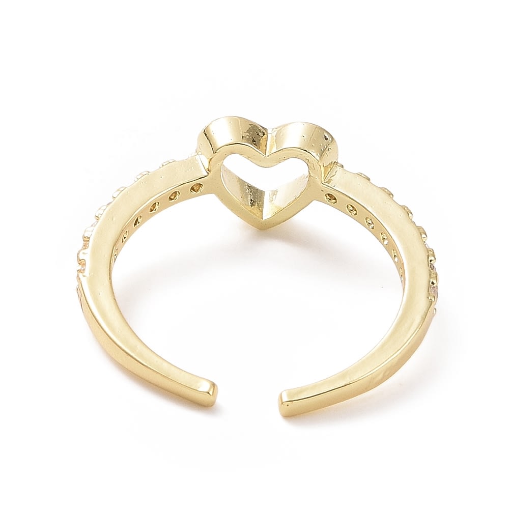 Anillo ajustable corazón con zircón baño oro platino / unidad5