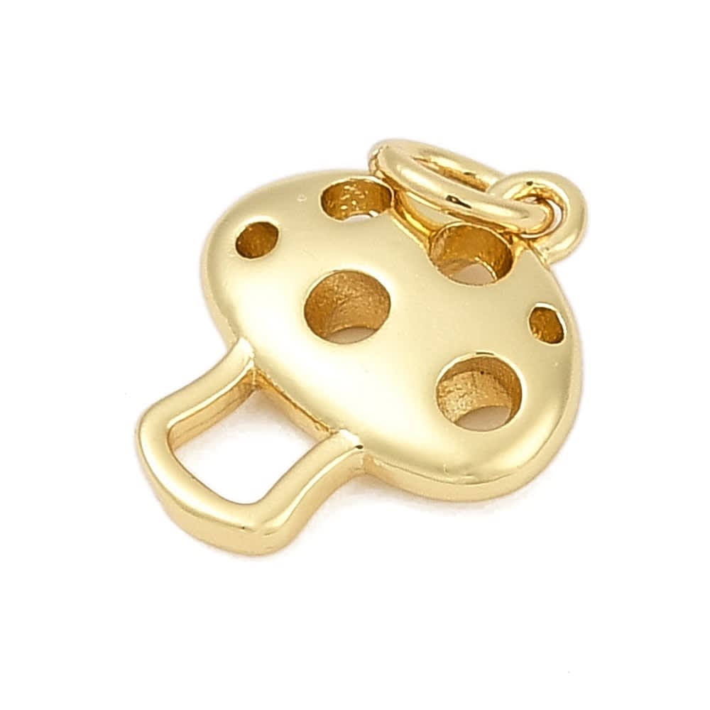 Dije colgante hongo suerte 14 mm baño oro / unidad2