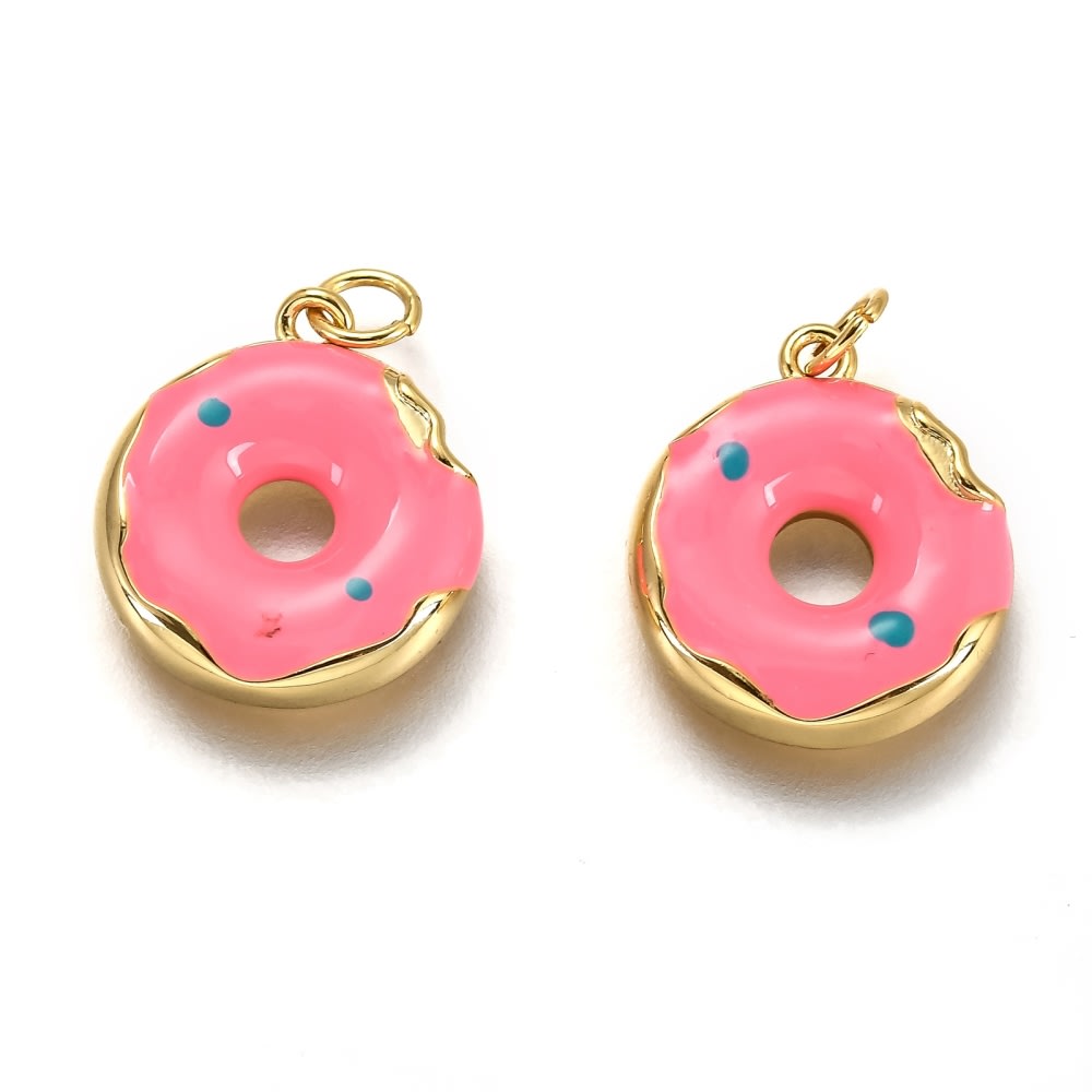 Dije colgante esmaltado dona donuts 15 mm baño oro / unidad3