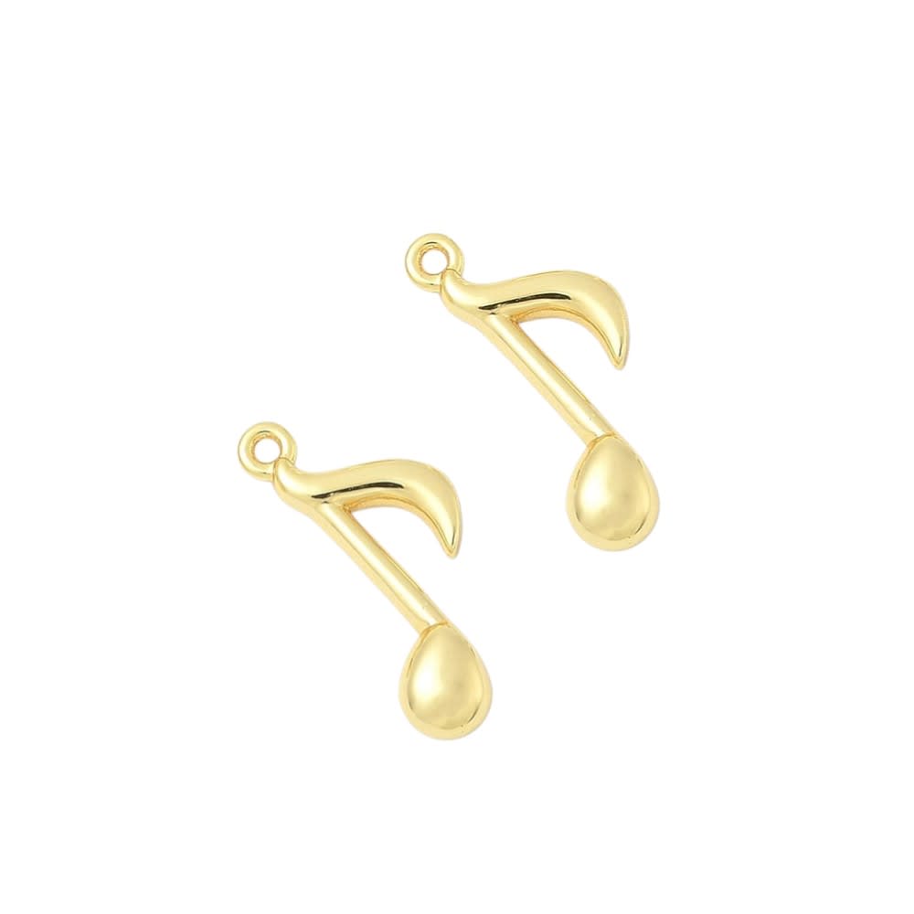 Dije colgante nota musical 17 mm baño oro / unidad6