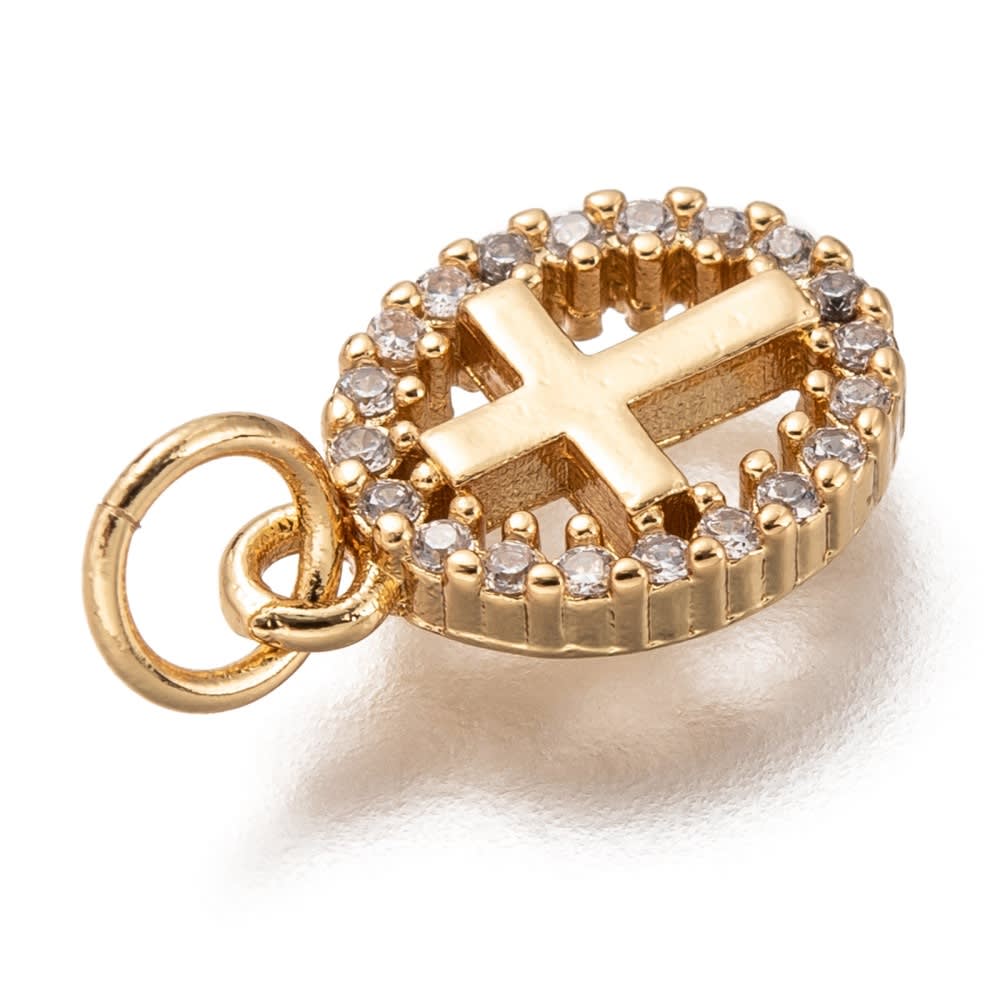 Dije colgante cruz zircón baño de oro zircón / unidad2