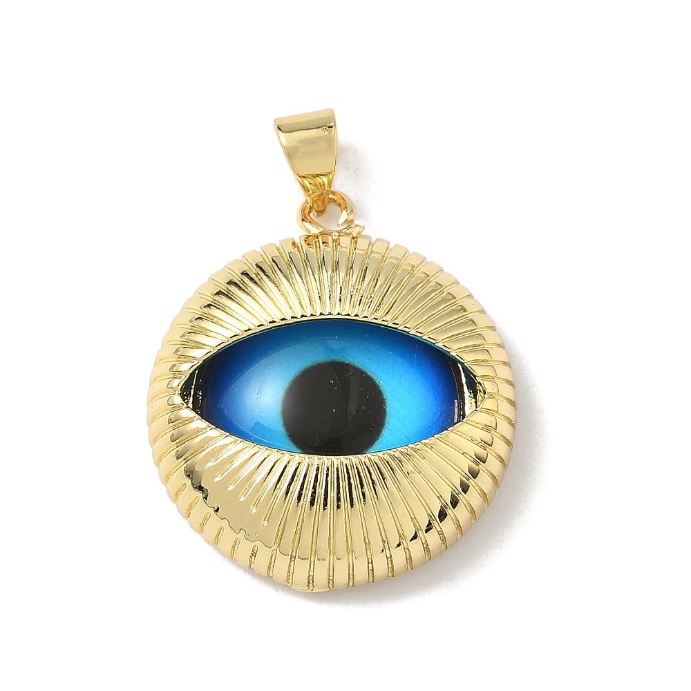 Dije colgante ojo turco 21 mm resina baño oro / unidad1