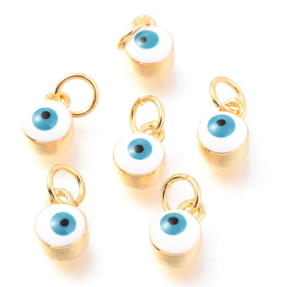 Dije esmaltado ojito ojo turco nazar 8 mm baño de oro / unidad6