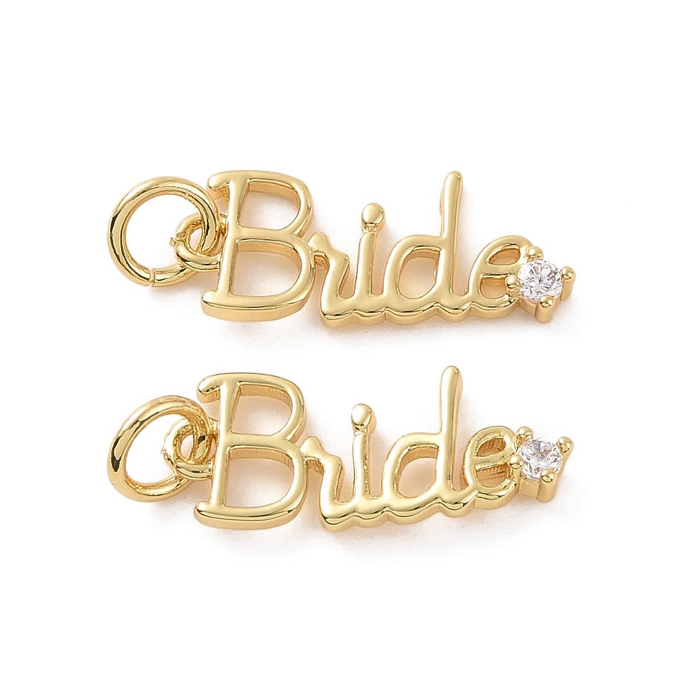 Dije colgante palabra bride novia boda zircón baño oro / unidad1