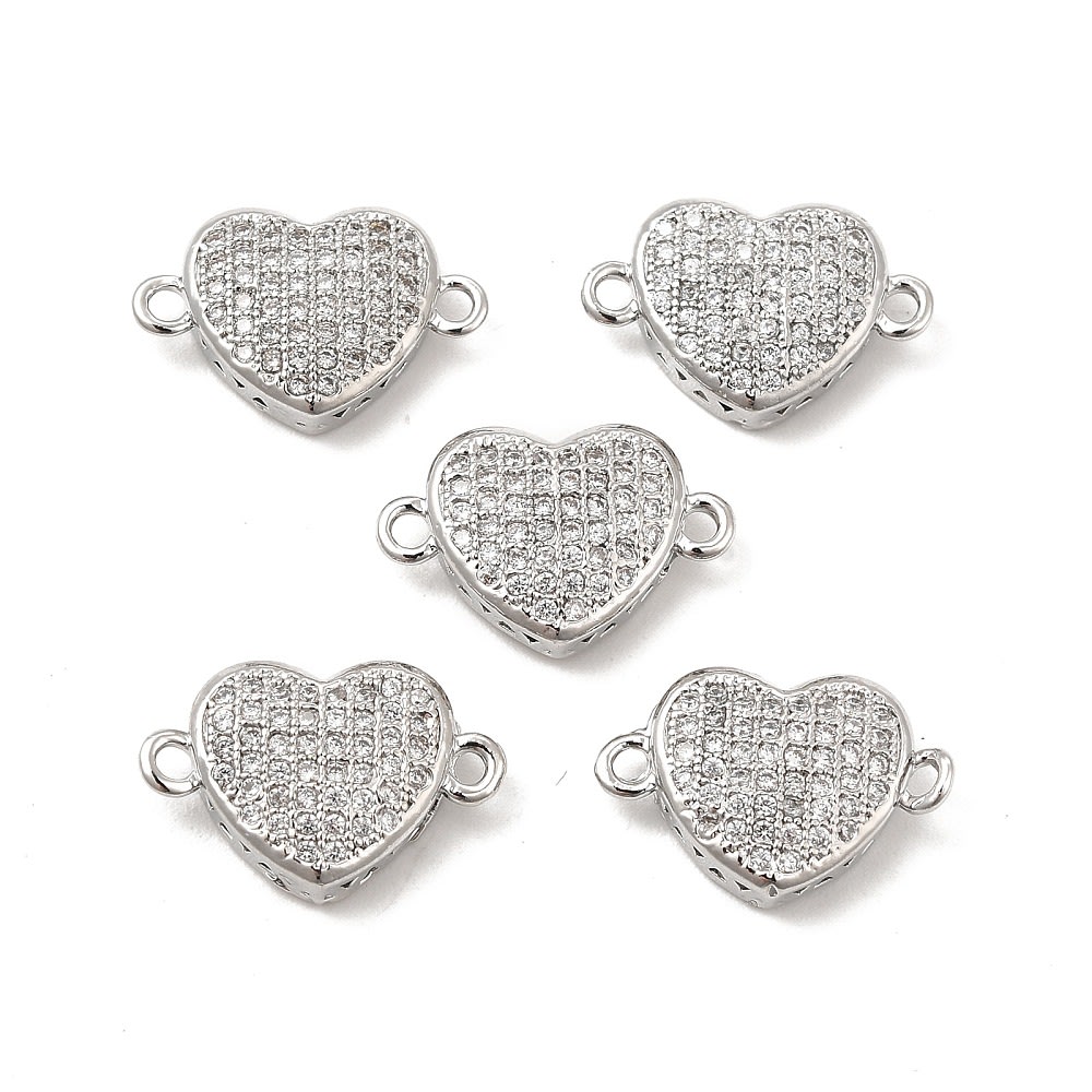 Dije conector zircón corazón dorado plateado / unidad2