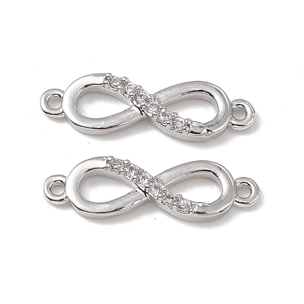 Dije conector infinito dorado plateado zircón / unidad6