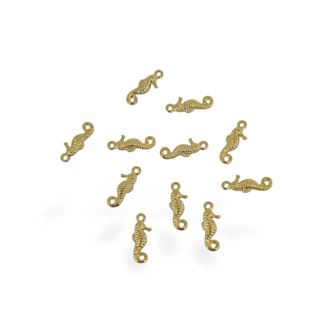 Mini dije caballo de mar 4x12 mm gold-filled / unidad2
