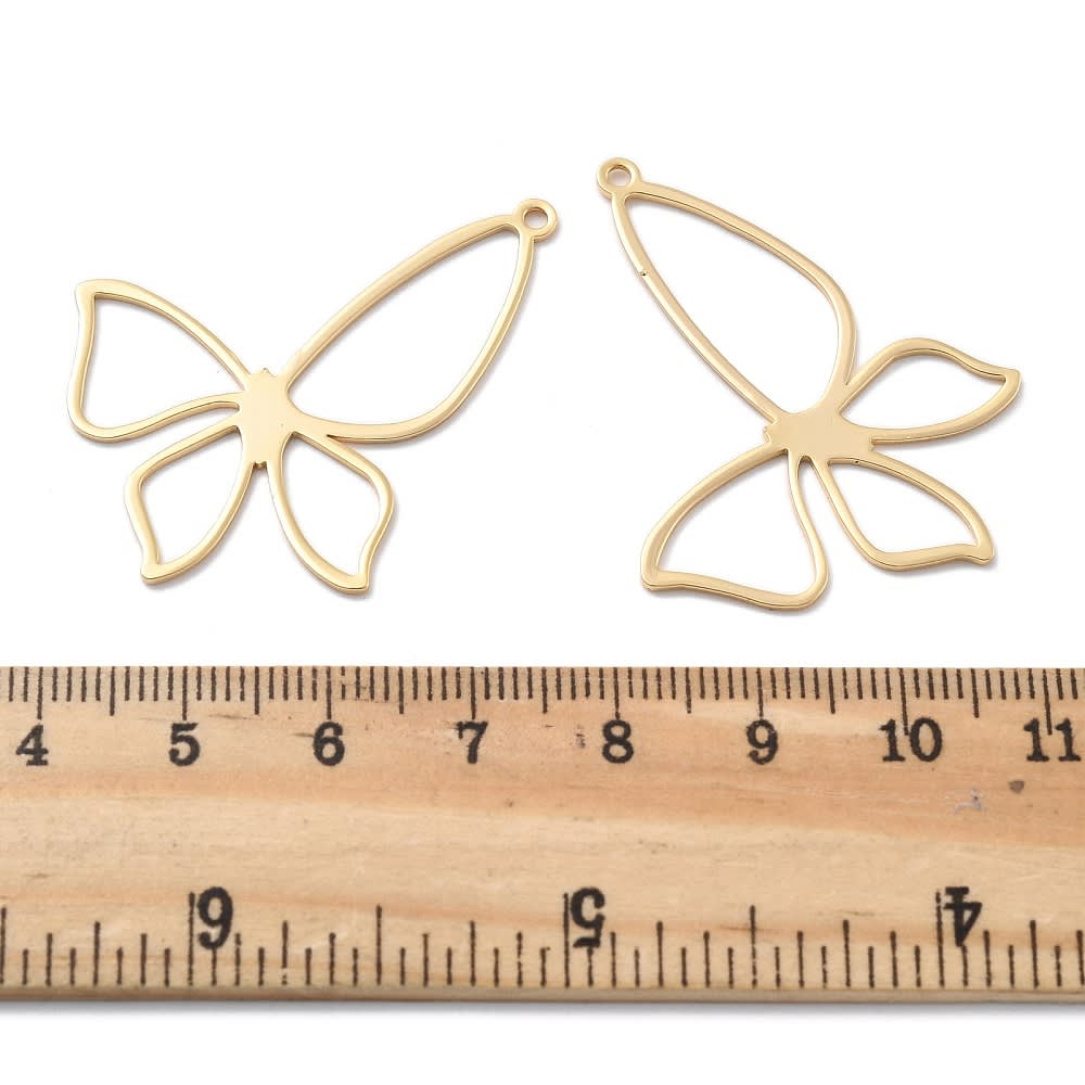 Maxi Dije colgante mariposa 33.5 mm baño oro / unidad3