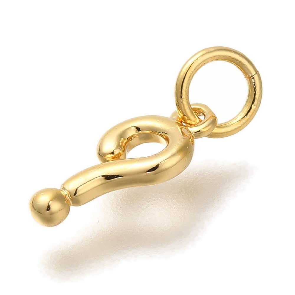 Dije colgante signo de interrogación 12 mm  baño de oro / unidad2