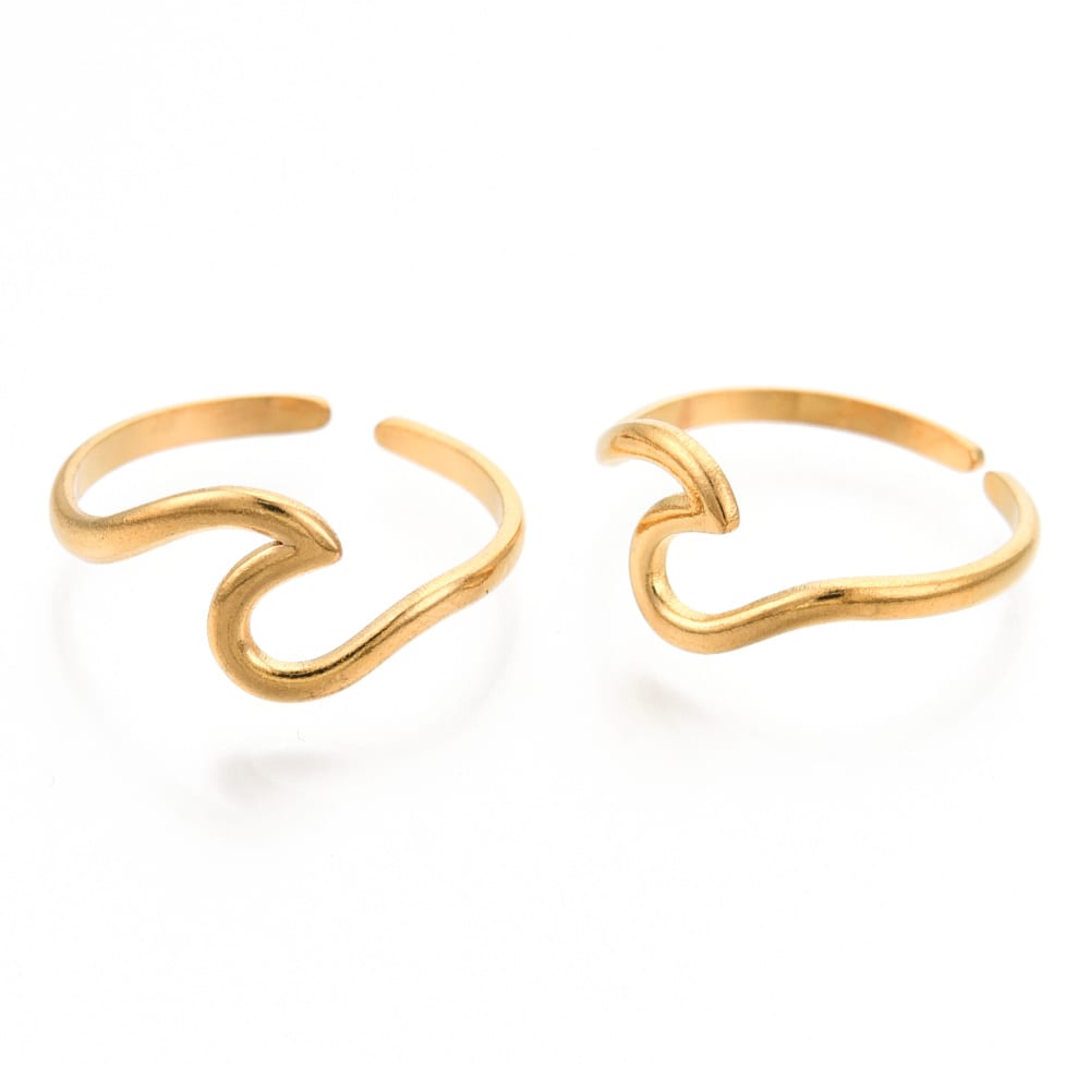 Anillo ajustable ola de mar sea wave acero dorado / unidad3