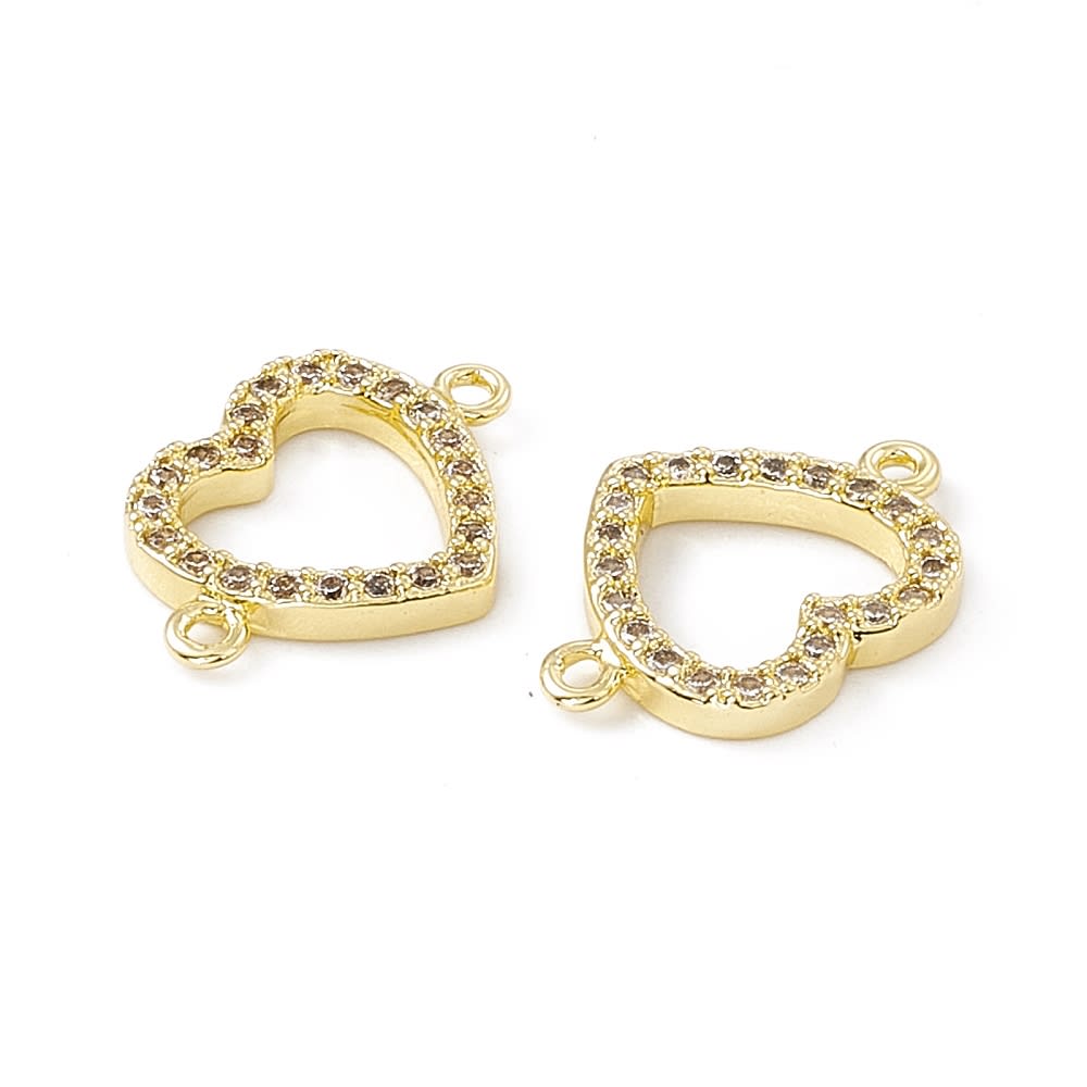 Dije conector zircón corazón silueta baño de oro / unidad3