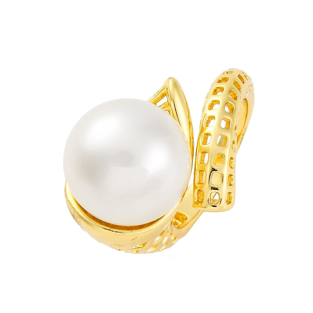 Anillo ajustable maxi perla baño de oro / unidad1