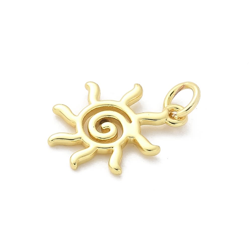 Dije colgante sun sol 16.5 mm baño de oro / unidad2