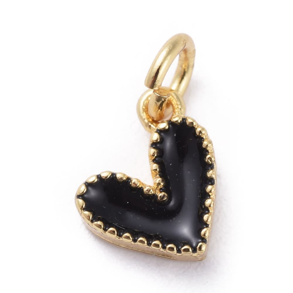 Dije esmaltado mini corazón heart 9 mm baño de oro / unidad6