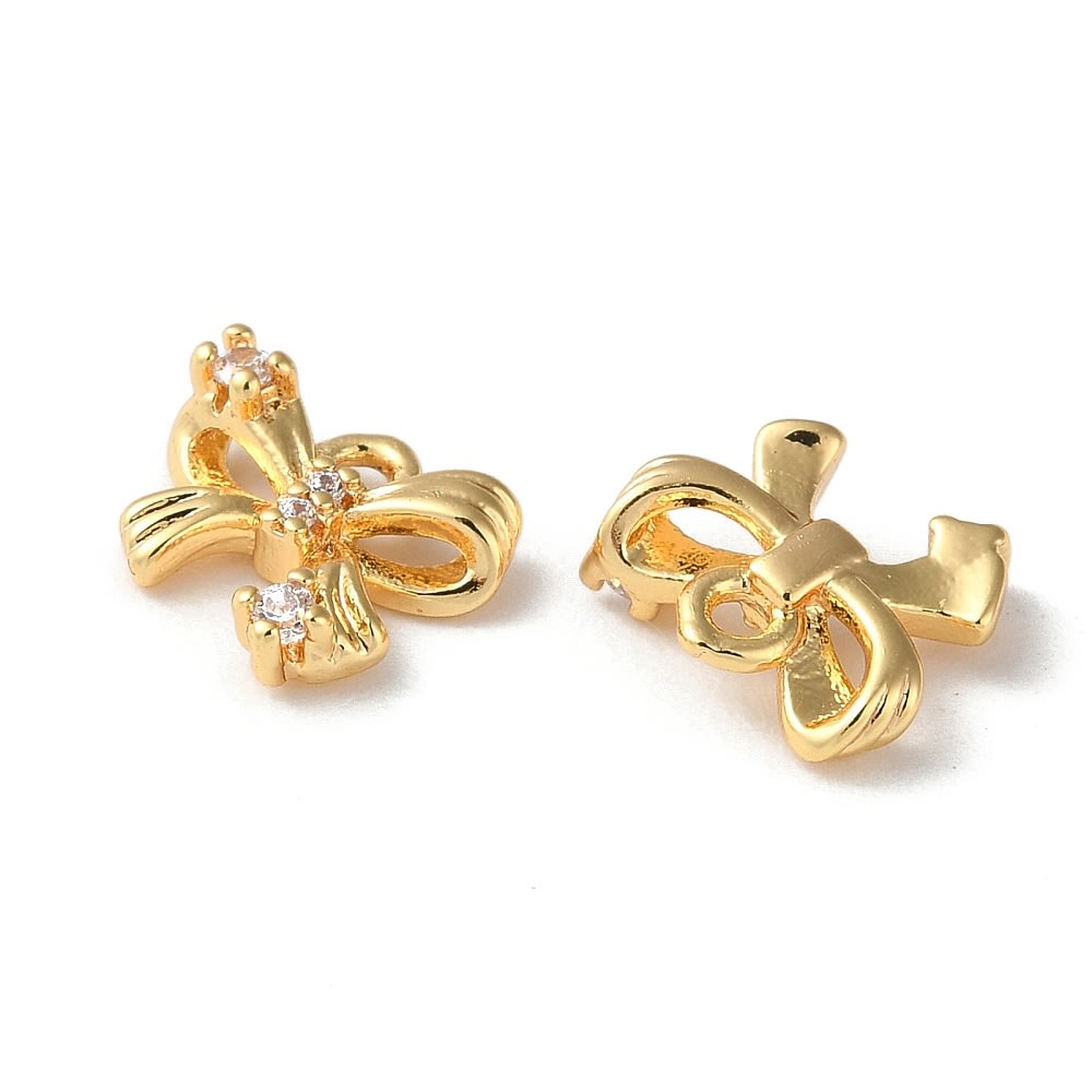 Dije colgante lazo coquette zircones 9 mm baño oro / unidad2