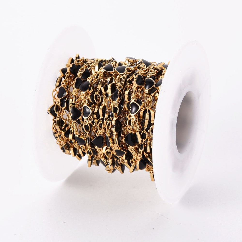 Cadena figura corazón esmaltado baño de oro / metro2