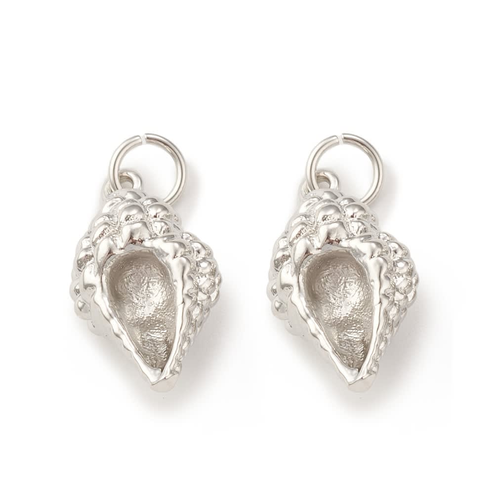 Dije colgante caracola caracol 18x9 mm baño de oro platino / unidad6