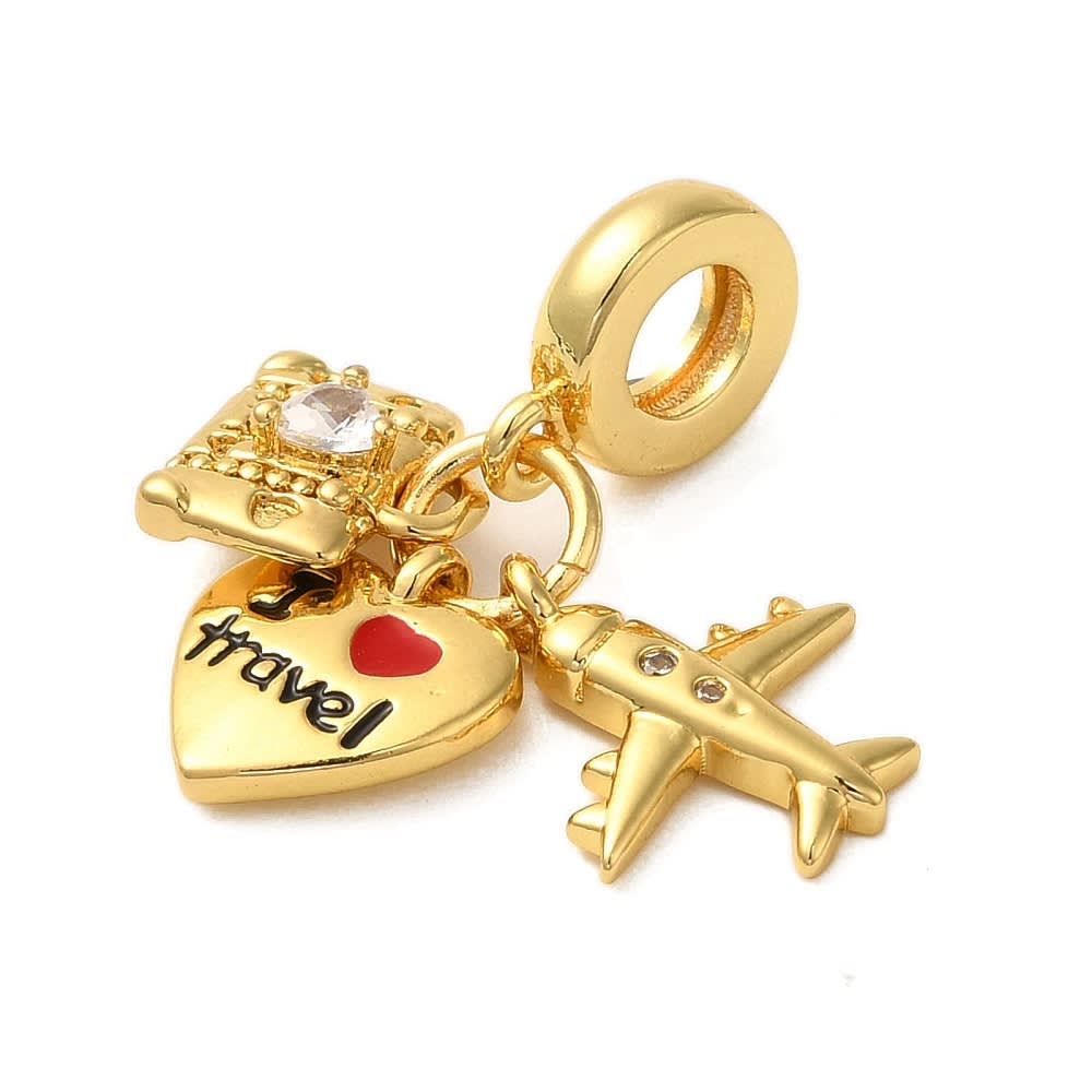 Colgante europeo charm viaje travel zircón baño de oro / unidad2