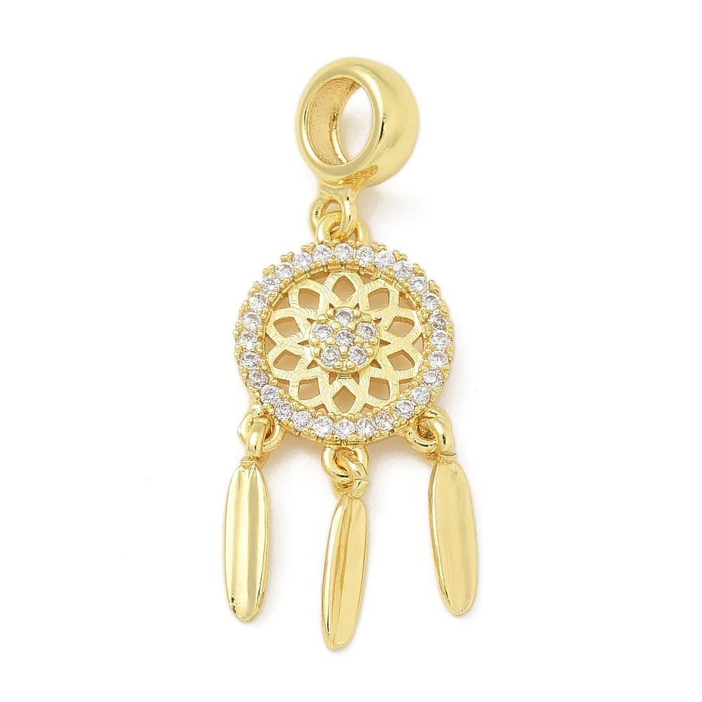Colgante europeo charm atrapasueños baño oro zircón / unidad2