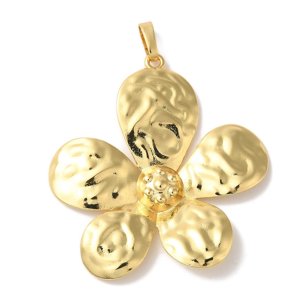 Dije colgante flor 38 mm baño de oro / unidad2