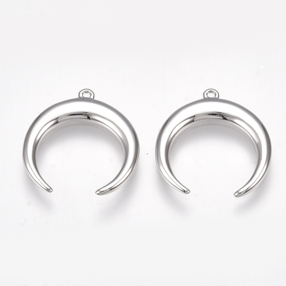 Dije colgante luna invertida 16 mm baño platino / unidad1