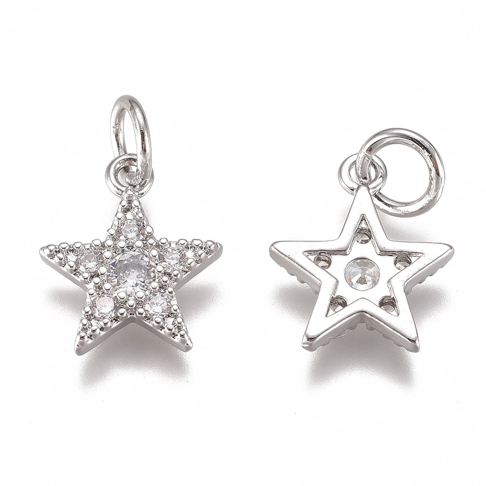 Dije colgante estrella star zircón 10 mm baño de oro / unidad3