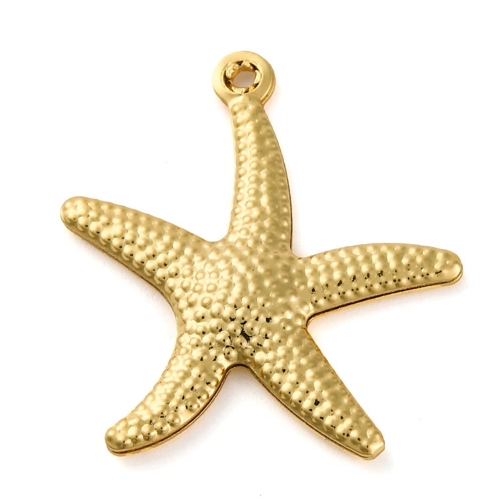 Dije colgante estrella de mar 22 mm baño oro platino / unidad1