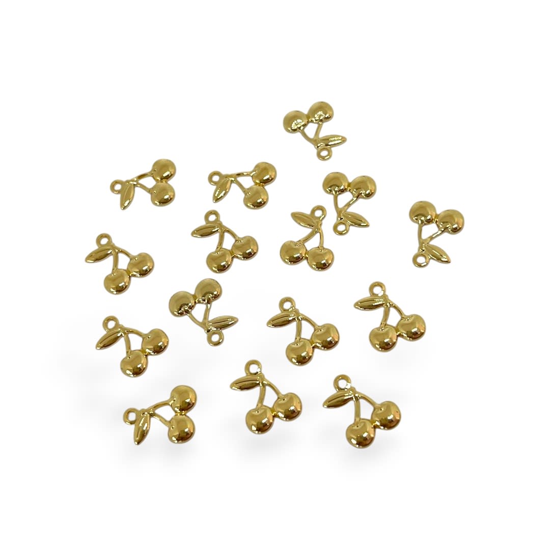 Mini dije cereza guinda fruta 10x7 mm gold-filled / unidad2