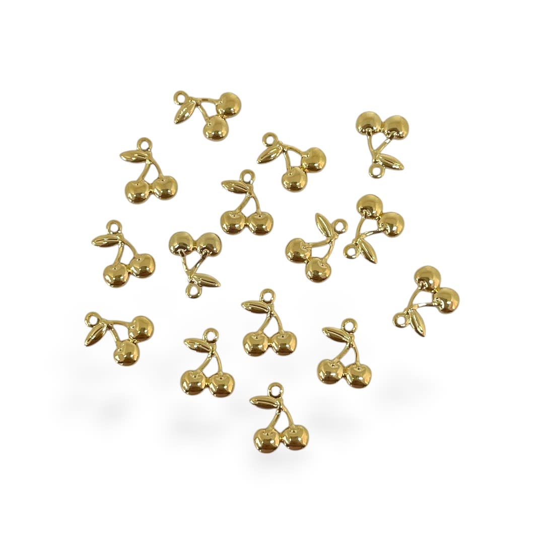 Mini dije cereza guinda fruta 10x7 mm gold-filled / unidad1