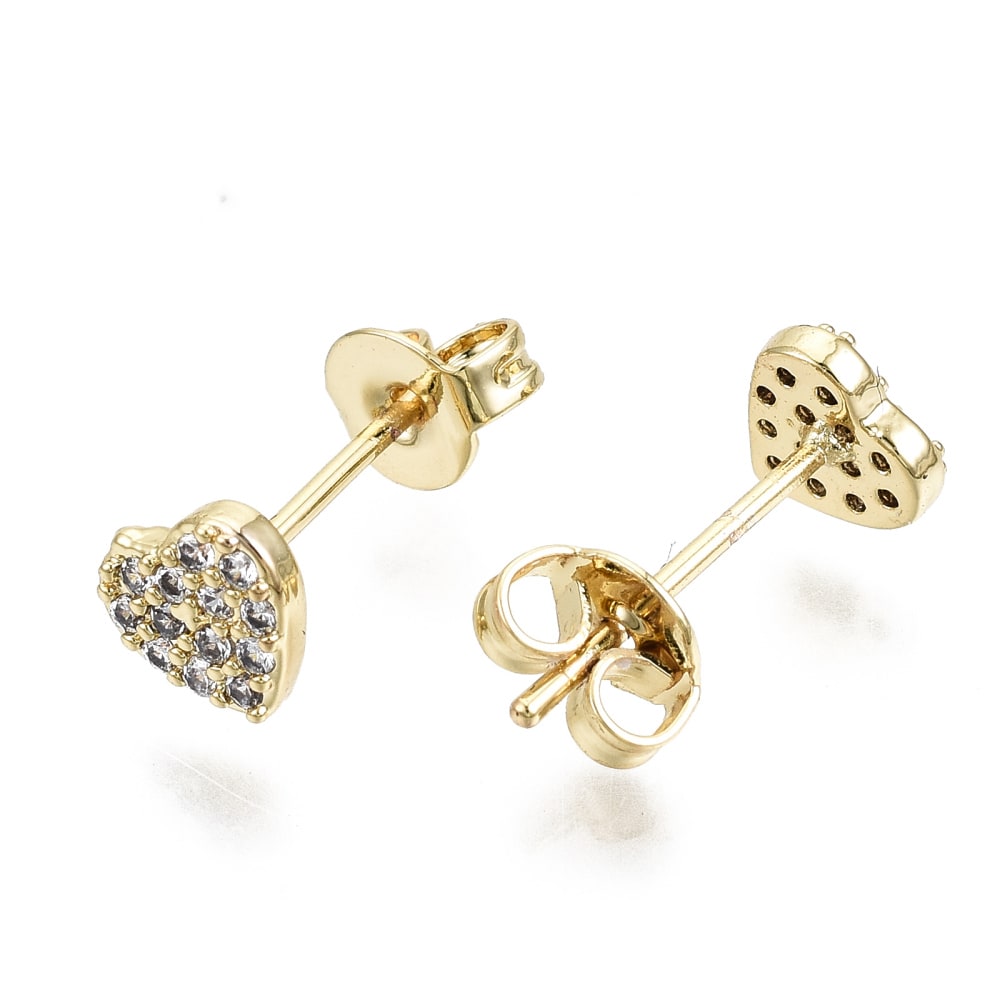 Aros topos topitos zarcillos segunda etapa corazón baño de oro / par2