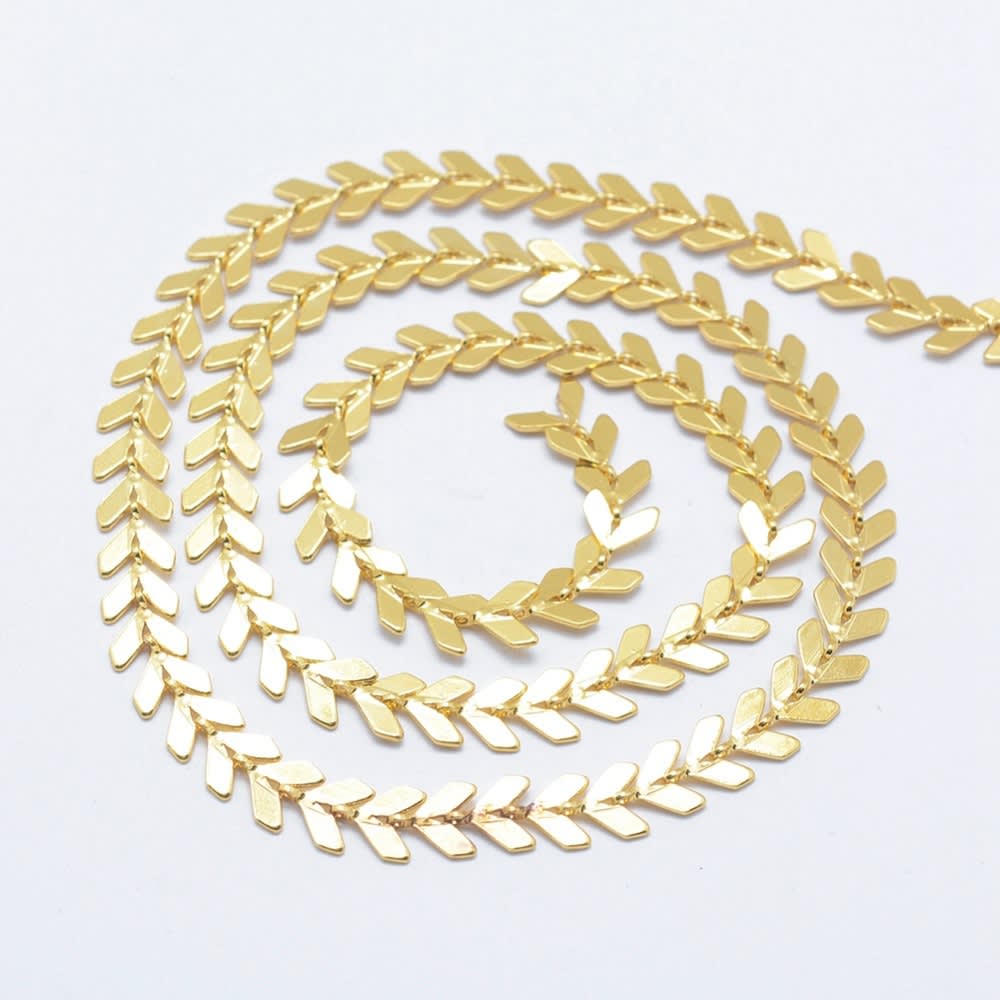 Cadena eslabón espiga lisa conectora baño de oro / metro2