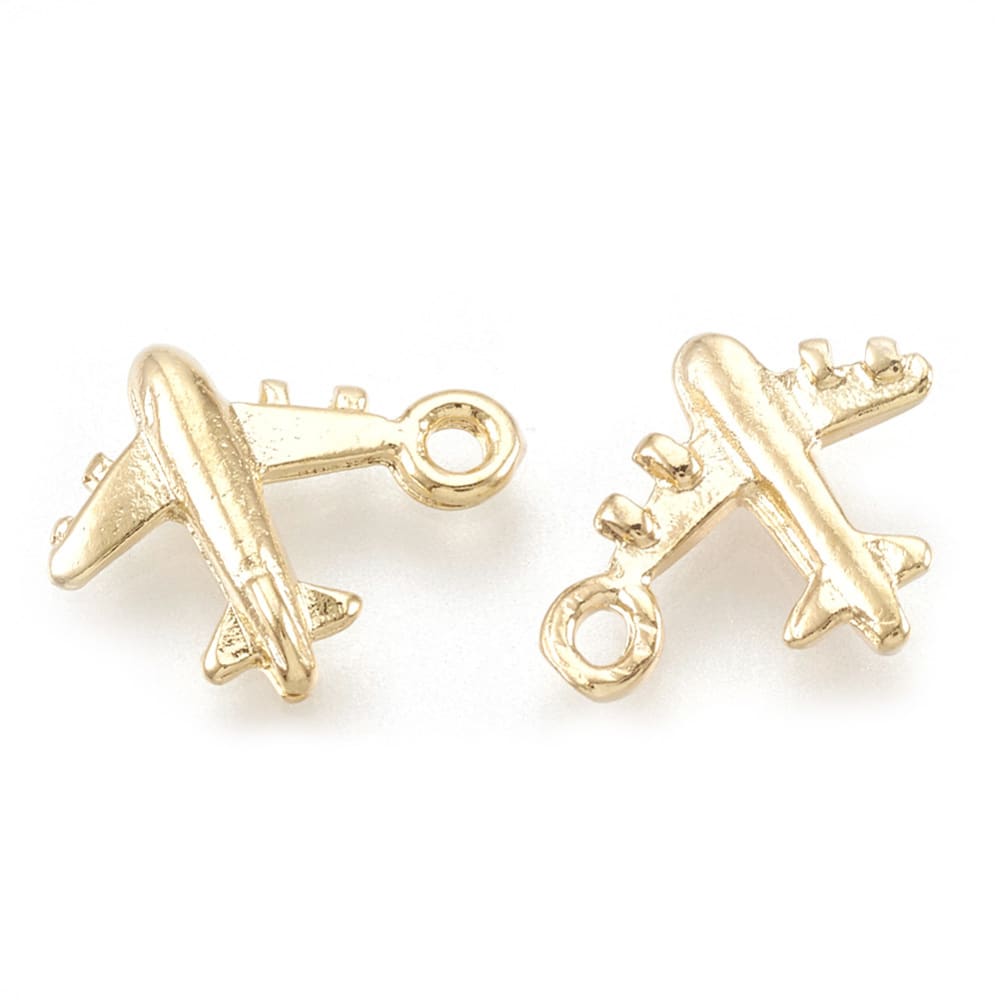 Dije colgante mini avión 9.5 mm baño de oro / unidad1