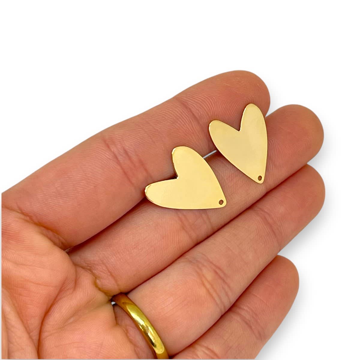 Base de aros topito corazón 20x15 mm baño de oro / par2