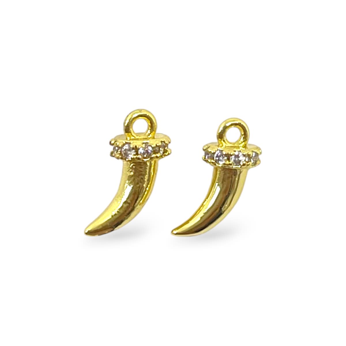 Dije mini cacho cuerno de la suerte 5x11 mm baño de oro / unidad2