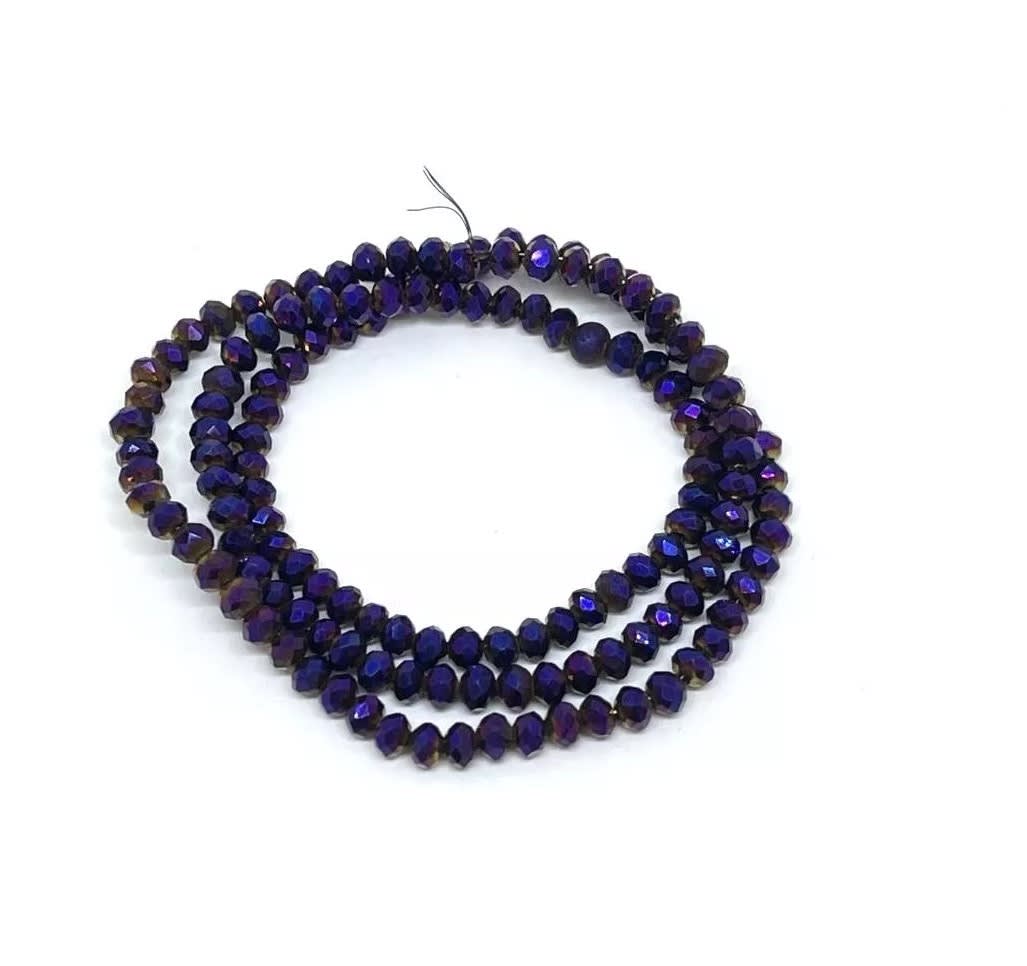 Sarta cristales 3 mm murano facetado metalizado / tira5