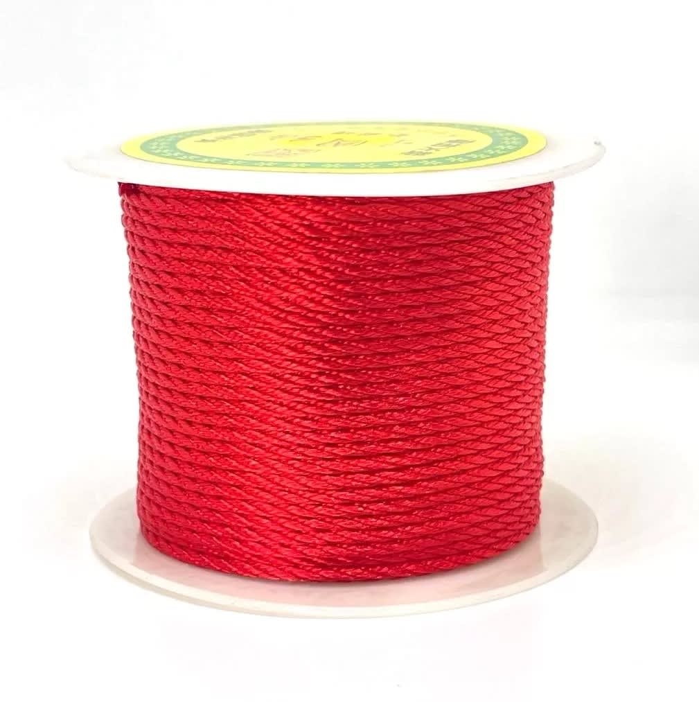 Cordón redondo trenzado fibra de poliéster rojo 2 mm / metro2