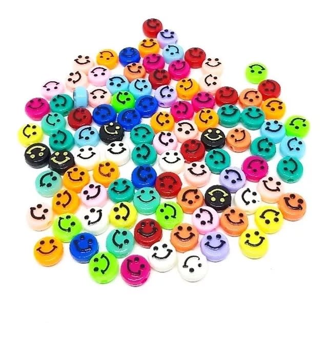 Cuenta redonda plástica pasadora happy face carita feliz / 10 grs3