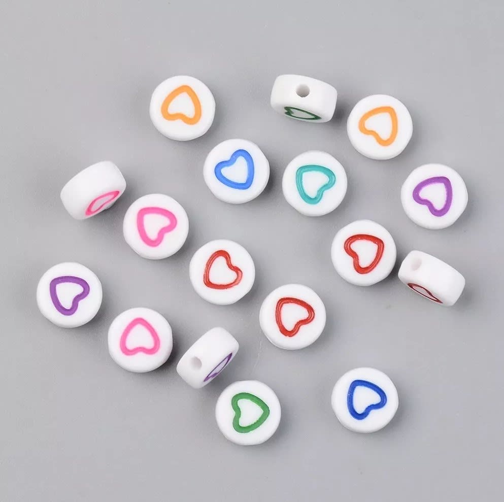 Cuenta redonda plástica pasadora estrella corazón luna / 10 grs4