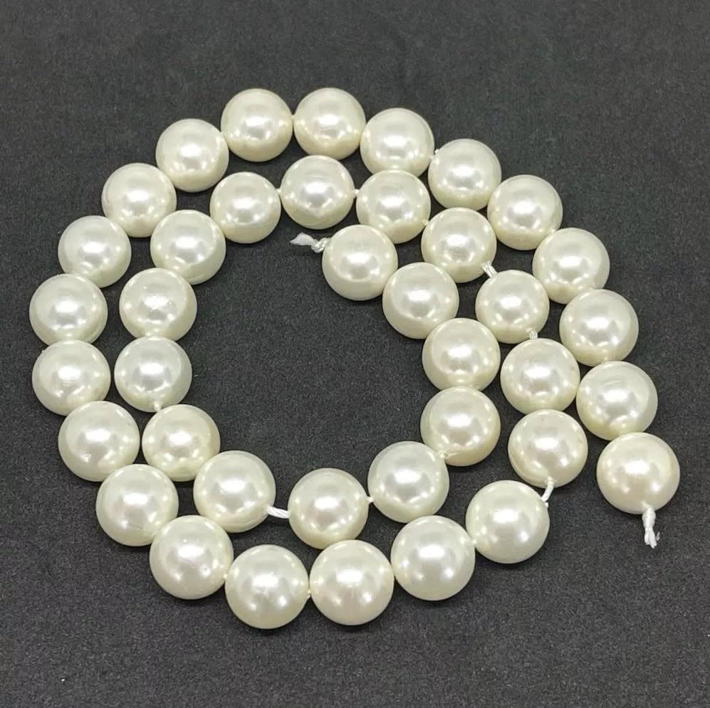 Sarta abalorios cuentas perla shell checa / tira6