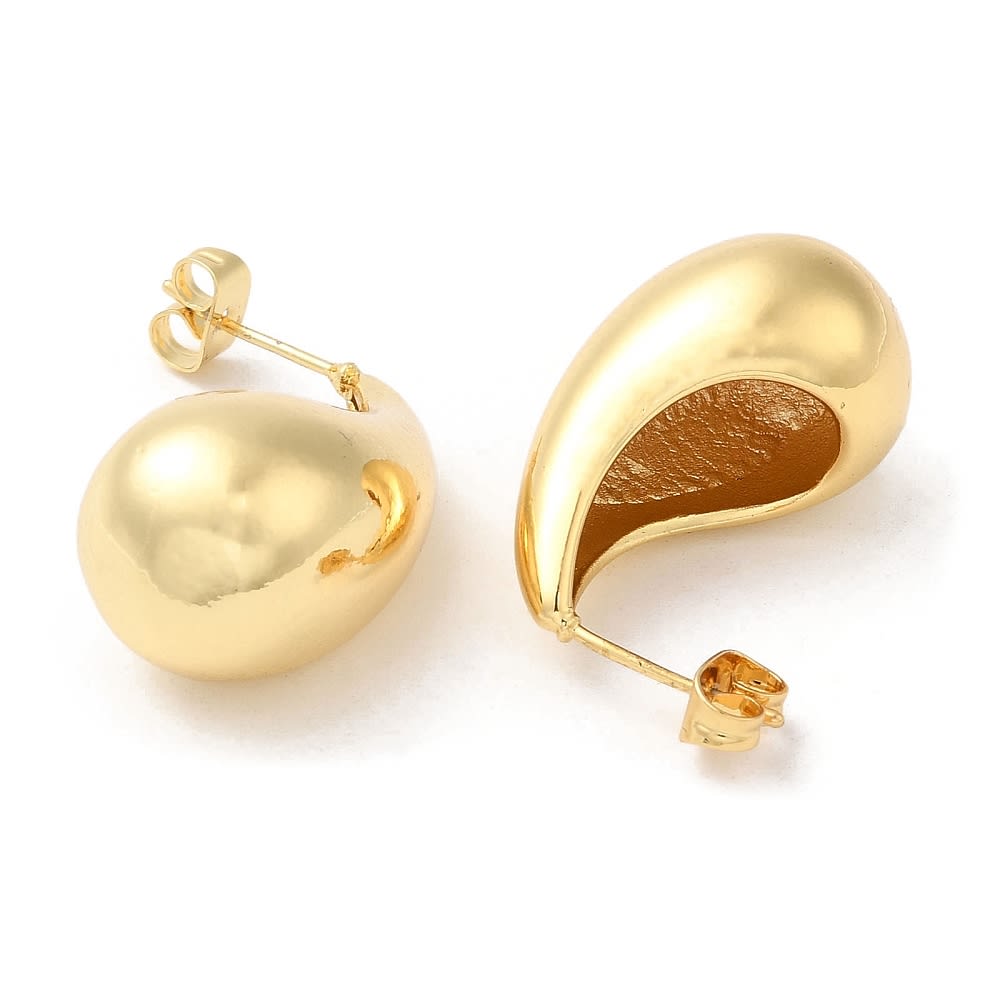 Aros aretes chunky lagrima gota gruesa baño de oro / par3