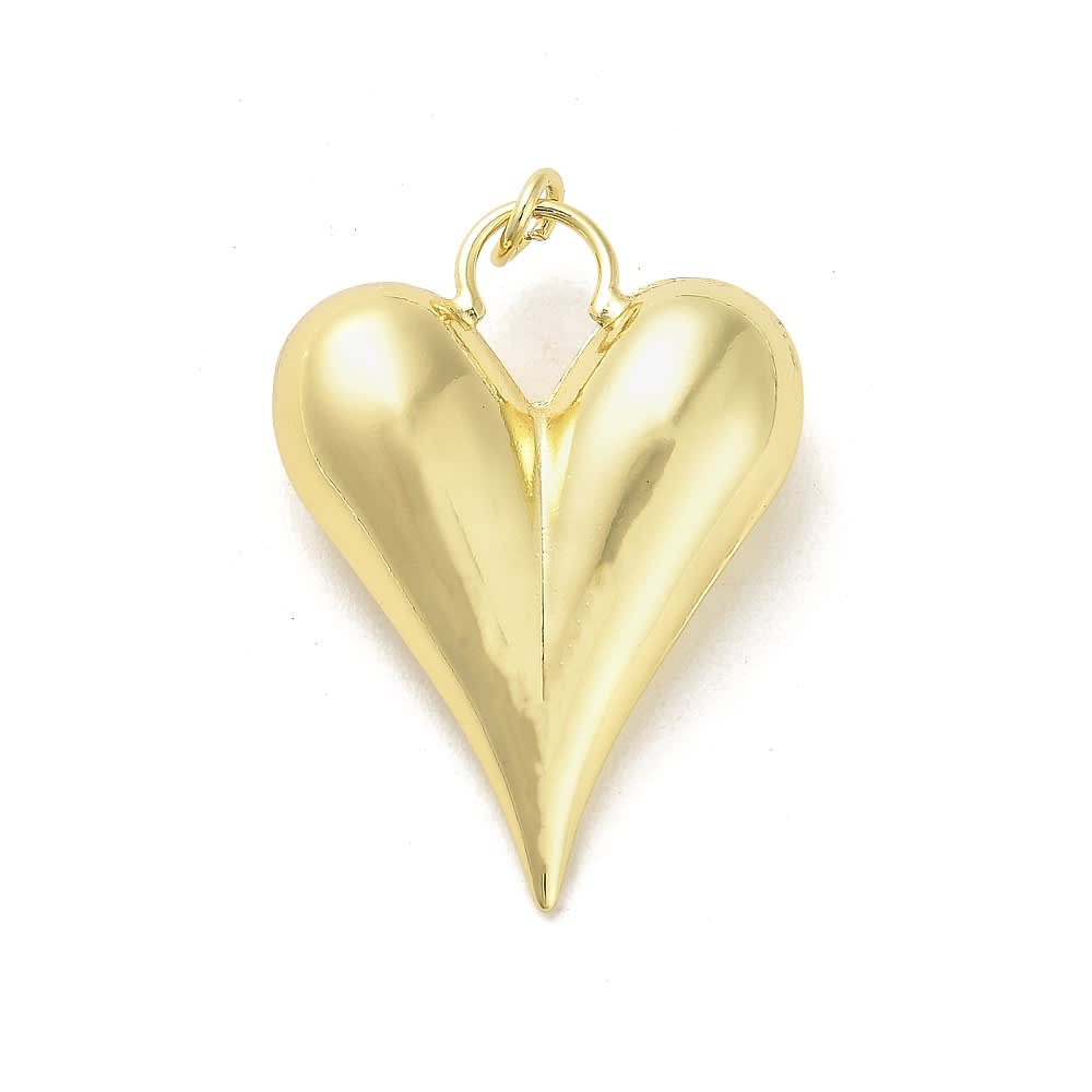 Maxi dije colgante corazón alargado 38 mm baño oro / unidad2