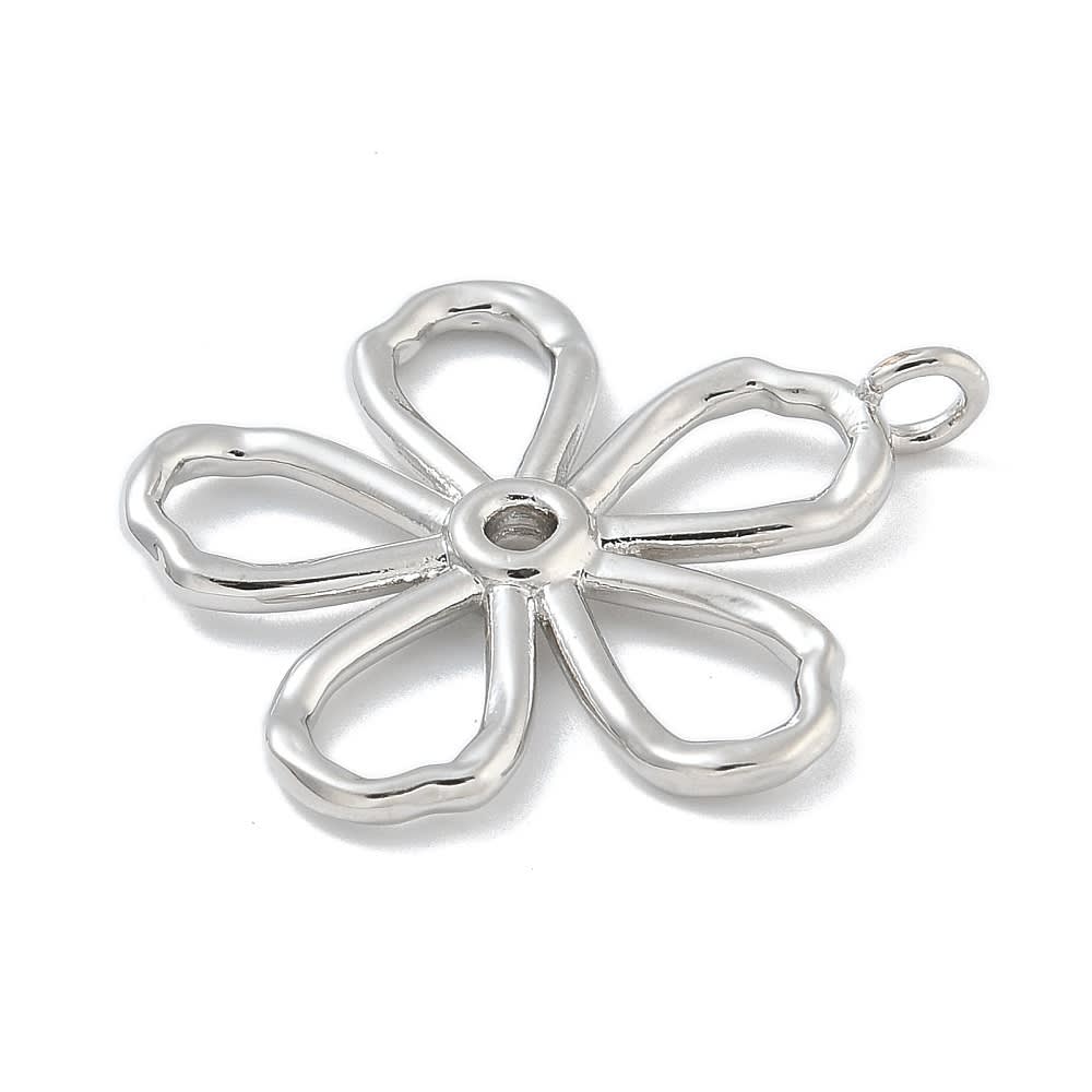 Maxi Dije colgante silueta flor 28.5 mm baño oro platino / unidad2