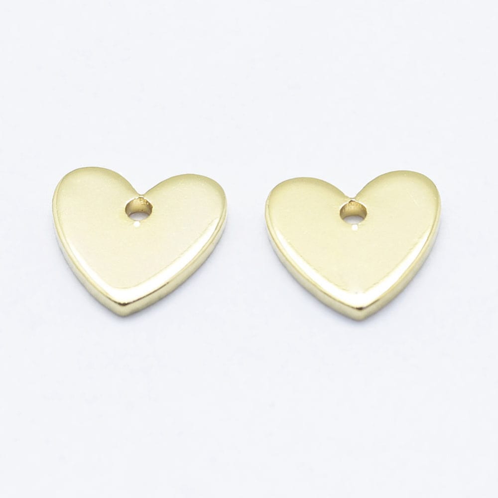 Dije colgante corazón heart 8 mm baño de oro / unidad2