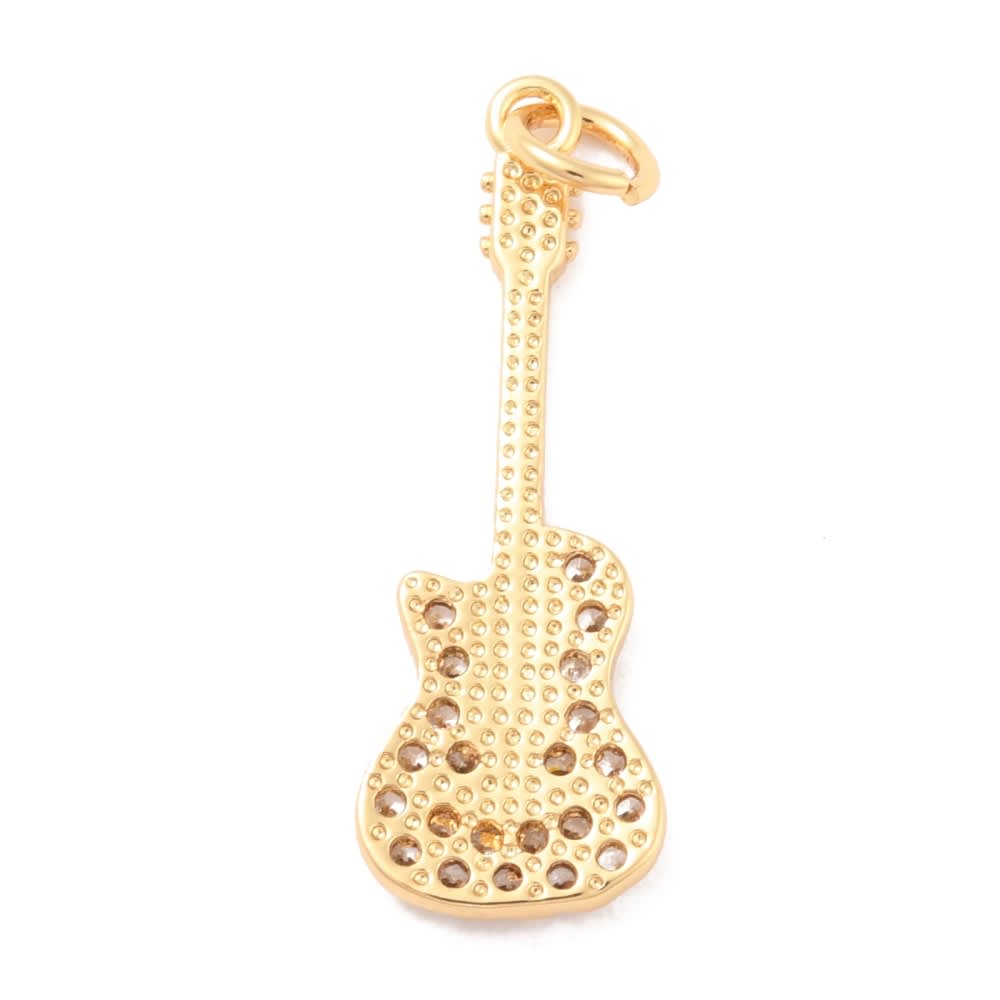 Dije colgante guitarra zircón baño de oro / unidad3