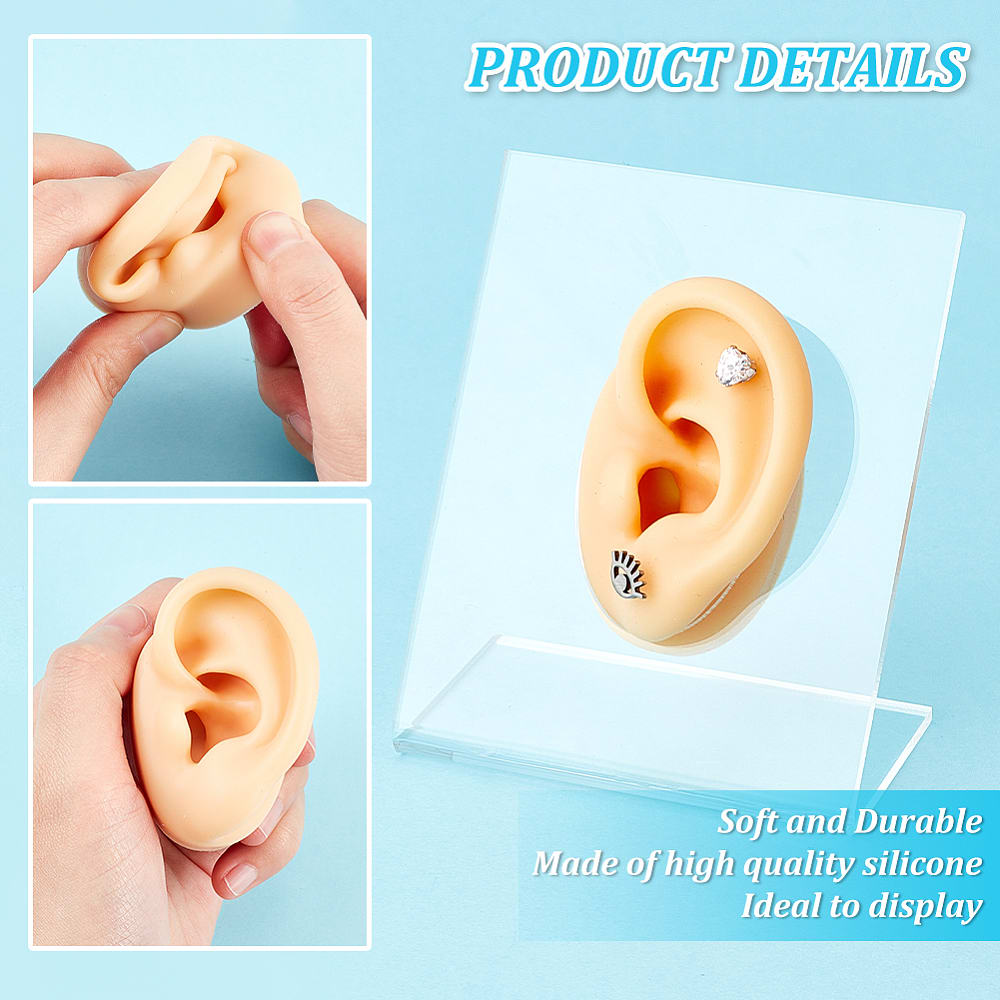 Exhibidor mostrario oreja aros ear cuff de silicona con soporte de acrílico / unidad8