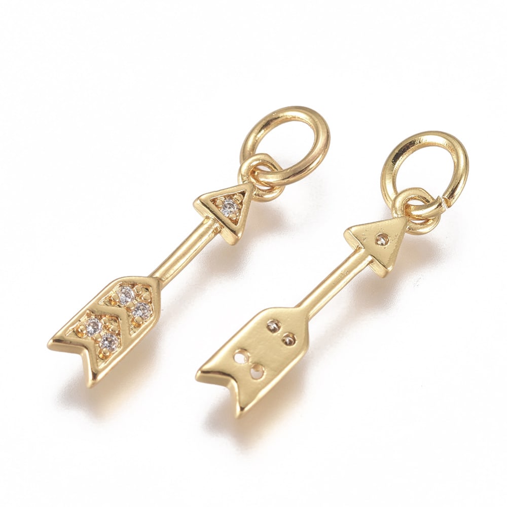 Dije colgante mini flecha zircón baño de oro / unidad2
